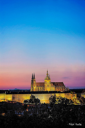 Sunset behind Prague Castle
