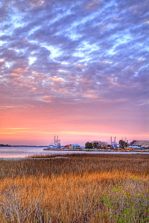 Sunset and Shrimpboats