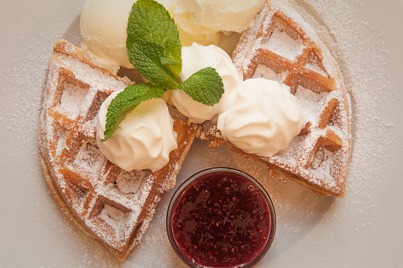 Waffles and Raspberry syrup